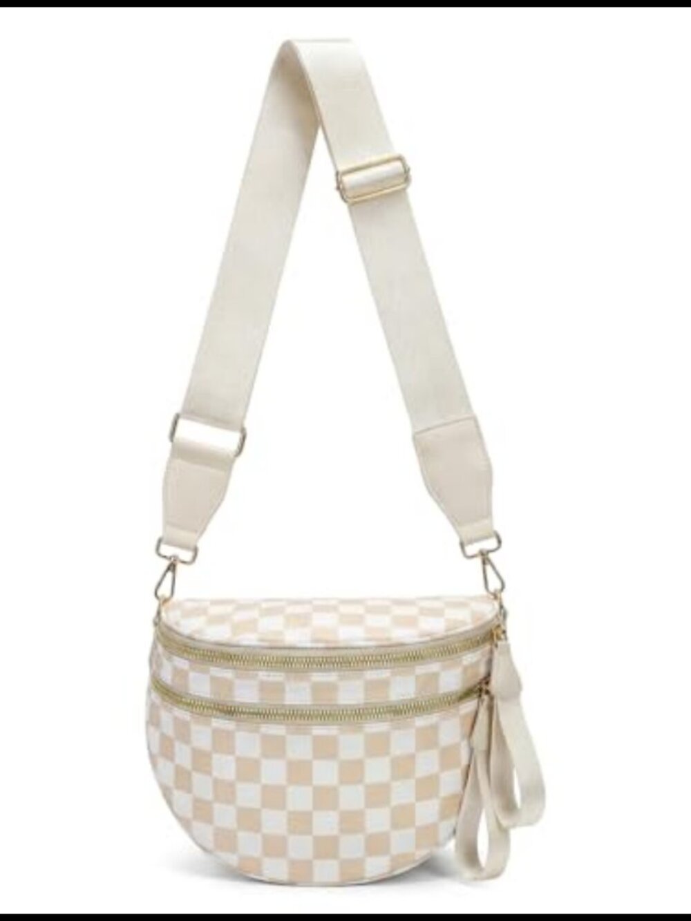 Nylon Checkered Crossbody Bag for Women Spacious Plus Size Sling Bag